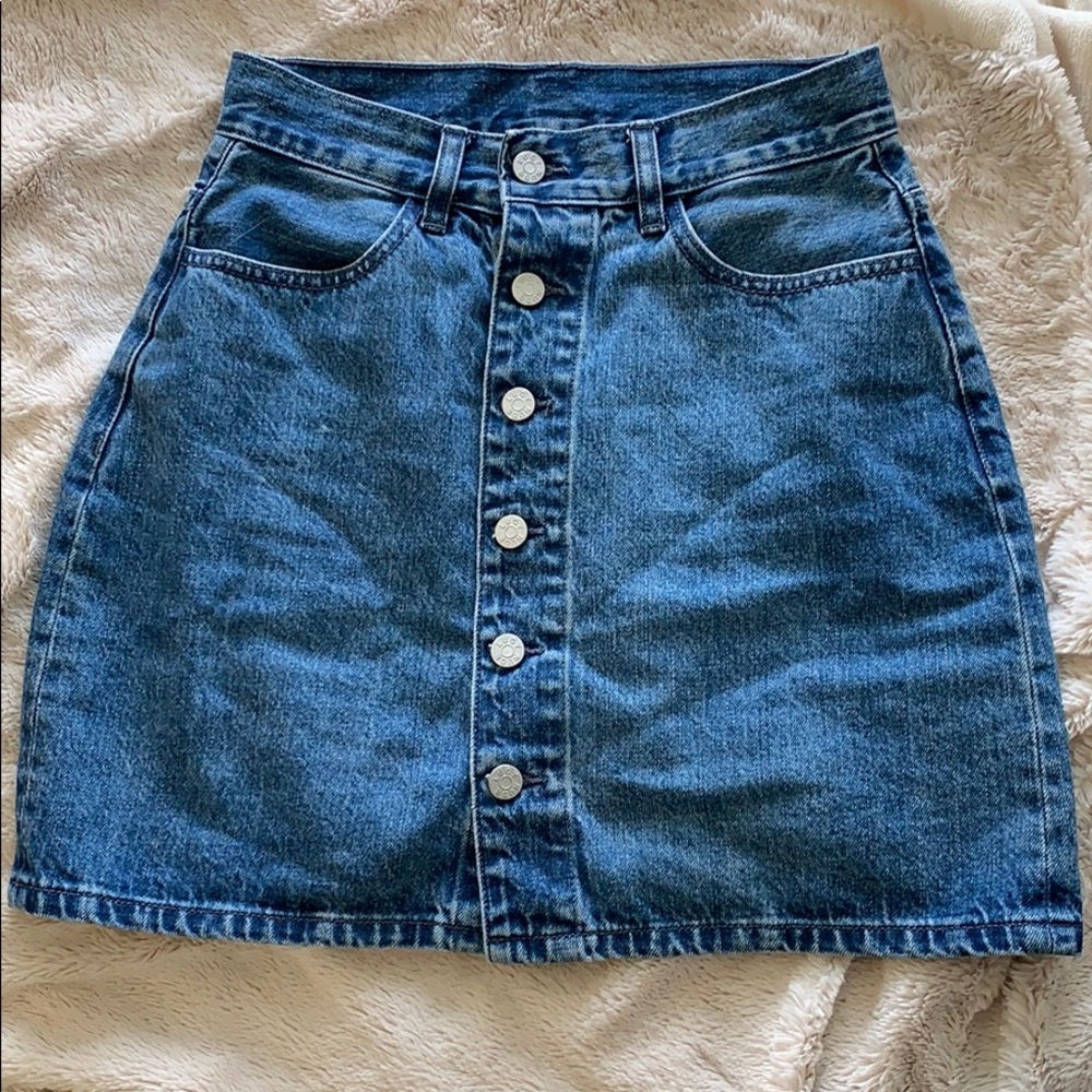 Button up denim skirt